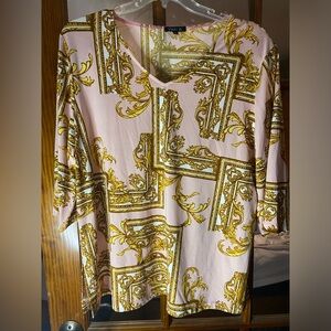 Print Blouse with 3/4 Length Sleeves